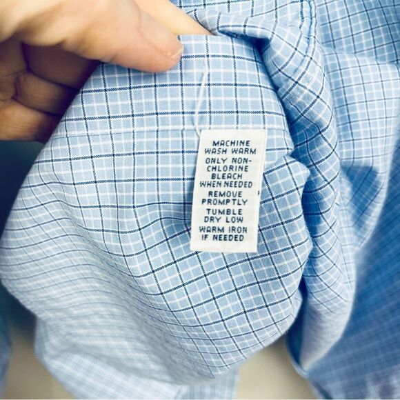 Ralph Lauren Button Down Blue Plaid Shirt Classic Fit - Picture 5 of 6